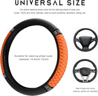 Bling Car Steering Wheel Cover, 15 Inch Sparkly Rhinestone Soft Leather Steering Wheel Protector, Non-Slip Universal Auto Elastic Steering Wheel Covers for Women Girls (Orange)