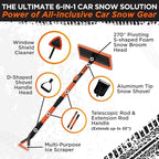 55" Ice Scrapers for Car Windshield and 270° Pivoting Non-Scratch Snow Brush Winter Car Kit with Snow Shovel Snow Brush for Cars and Snow Scraper with Extendable Snow Shovel for Car