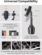 Cup Holder Phone Holder [No Shaking] Phone Holder for Car, 360° Adjustable iPhone Holder Car Accessories for Women Truck Jeep Golf for iPhone 17 Pro Max 16 15 14 Samsung S25 All 4-7'' Phone