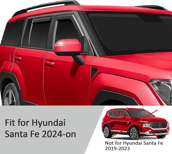 Voron Glass in-Channel Extra Durable Rain Guards for Hyundai Santa Fe 2024-2026, Window Deflectors, Vent Window Visors, 4 Pieces - 200696