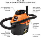 AA255, 2.5 Gallon 2 Peak HP Wet/Dry Utility Shop Vacuum, Orange