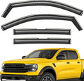 Extra Durable Window Deflectors in-Channel Window Visors Rain Guards Fit for Ford Ranger 2024-2026 SuperCrew, Sun Visors, Wind Vent for Shades, Exterior Car Accessories - 4pcs. AG0748
