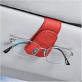Sunglasses Holders for Car Sun Visor, Leather Eyeglasses Hanger Mounter, Magnetic Glasses Holder and Ticket Card Clip, Auto Interior Accessories Universal for SUV Pickup Truck