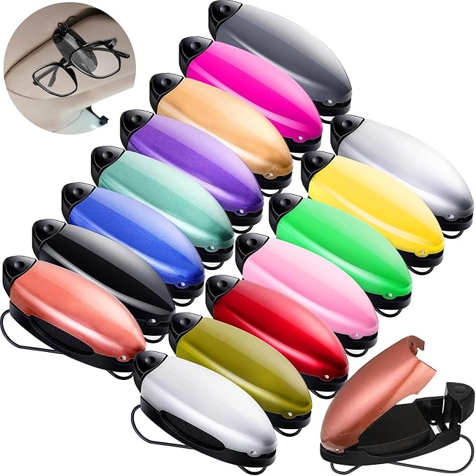 30 Pieces Car Sunglasses Holder for Sun Visor Car Clip Bulk, Accessories Interior Eyeglasses Mount Ticket Card Clip Glasses Holder Auto Clip Holder(15 Colors)