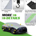 Half Car Cover SUV with Green Reflective Strip, Windshield Cover for Ice and Snow with Cotton Liner, Hail Protector Car Cover Waterproof All Weather for Snow, Sun, Rain, Dust, UV Protection