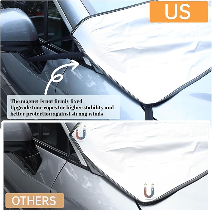 All-Season Car Front Windshield Cover Shade - 66.9"×17.7" Windshield Snow Cover, Snow & Leaf-Proof Windshield Protector, Universal Fit for Dust(Universal Car Leaf Protector)