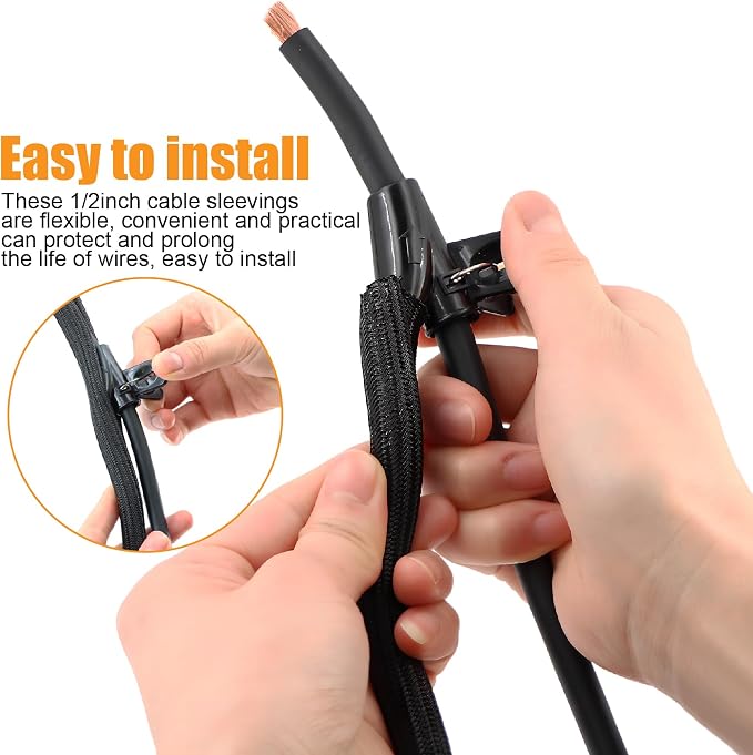 40FT 0 Gauge Wire Copper Clad Aluminum,1/0 Battery Cable Wire,Lugs Terminal Connectors,Heat Shrink Tubing,40FT 1/2 PET Expandable Braided Sleeving,Cable Sleeve