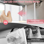 Led Sun Visor Vanity Mirror,Upgraded Large Car Mirrors with Lights,Dimmable Light up Vanity Makeup Mirror for Car,Rechargeable Universal Rear View Visor Mirrors (White)