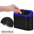 2 Pack Mini Car Trash Can with Lid, Small Car Garbage Can, Cute Leakproof ABS Car Trash Bin, Car Accessories for Interior, Garbage Bin for Car, Home, Office with 120pcs Trash Bags Black/Blue