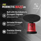 MobNetic Maxx MS - MagSafe Compatible Car Phone Mount w/ 90º Tilt, 360º Rotation & Durable Aluminum Build, Magnetic Holder for iPhone & Android Devices, USA Assembled - Red