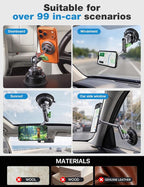 Car Phone Holder for Magsafe, [Upgraded Strongest Suction&Magnetic] 360° Adjustable Phone Holders for Your Car,Ultra-Durable Metal for Dash/Windshield fit for iPhone and All Smartphones