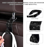 4 PCS Car Seat Headrest Hooks, Bling Crystal Rhinestone Back Seat Hanger Storage Organizer, Sparkly Seatback Holder Hooks for Purse and Bags Universal For Most Vehicles (Black)