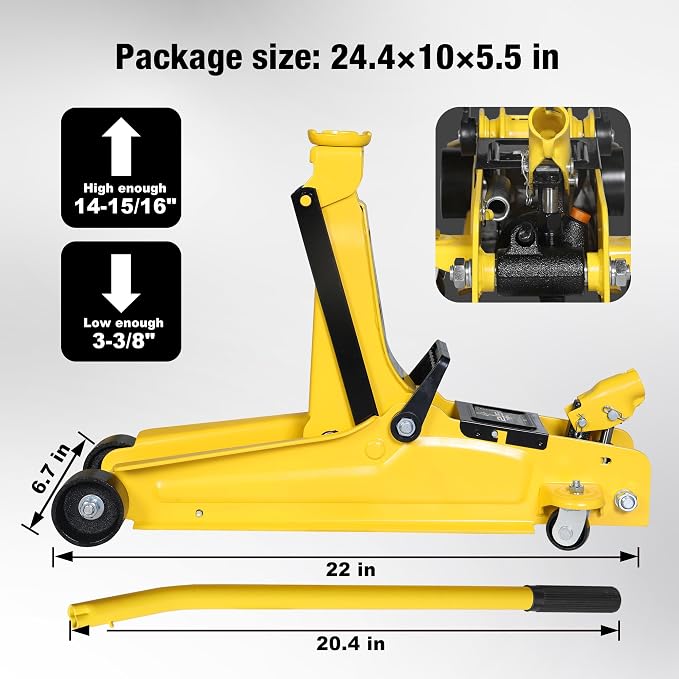 2.5 Ton Trolley Jack Hydraulic Low Profile Floor Jack for Cars Lift with Single Piston Lift Pump, 5500 lb Capacity