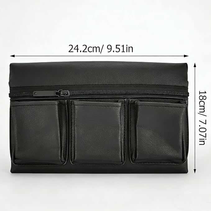 Car Door Window Armrest Pad, Artificial Leather Side Storage Box, Auto Interior Organizer Pocket for Truck SUV, Black