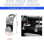 2 PCS Bling Car Seat Headrest Hooks, Crystal Rhinestone Back Seat Hanging Storage Organizer, Vehicle Seat Hanger Holder for Purse Handbag Coat, Interior Car Accessories (White)