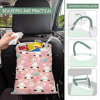 Cute Car Trash Can, Hanging Canvas Car Back Seat Organizer and Storage Bag, Funny Car Trash Bag for Travelling, Outdoor Cute Pink Bunny Egg