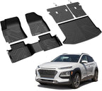 Floor Mats & Backrest Mats & Cargo Mat for Hyundai Kona Gas 2018-2023 /Kona N 2023 2022 (Not Fit EV), All Weather TPE Custom Fit Floor Liners Car Mats & Trunk Mats Accessories, Black