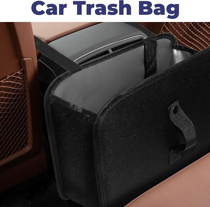 Car Trash Can, 2.8 Gallons Foldable Car Garbage Can, Collapsible Hanging Car Trash Bin for Car Seat, Leakproof Garbage Bags, Car Interior Accessories