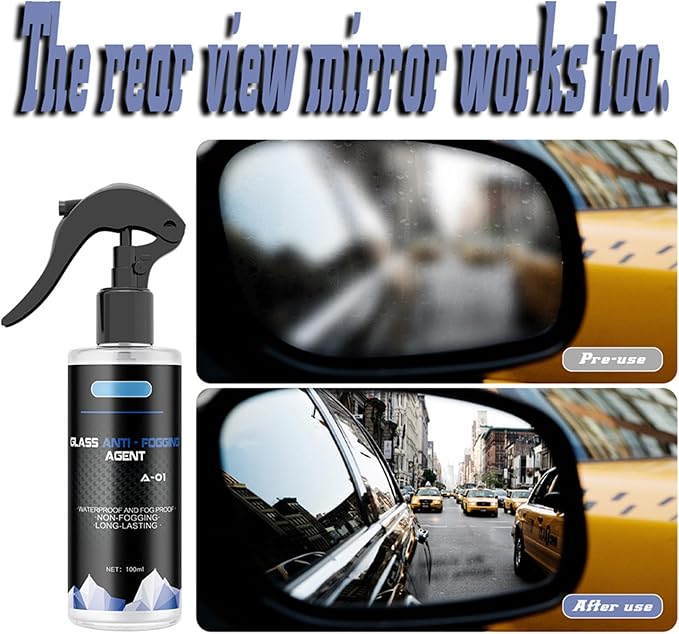Fast Acting Quick Clear Anti Fog Sprayed for Car Windshield Instantly Misting Removal Liquid Safe Night Driving