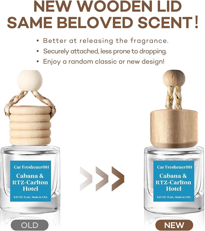 C Classy Hanging Car Air Freshener 2 Pack, Cabana Hotel Scent Essential Oil Diffuser, Long-Lasting Fragrance,Cute Glass Bottle Car Accessories for Women & Men, Made in USA