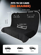 Rear Bench Seat Cover, Waterproof, Sweatproof, Non-Slip Protector for Back Seat, Dual-Layer Microfiber Terry, Universal Fit for Cars, Trucks, SUVs – Embroidered Design (Black, 1 Pack)