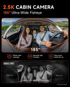 360° Dash Cam Front and Inside 4K+2.5K, 2 Channel Dashcam for Car, 185° Cabin Fisheye Car Camera with Night Vision, WiFi APP, GPS, G-Sensor, Parking Mode and 64GB Card Included