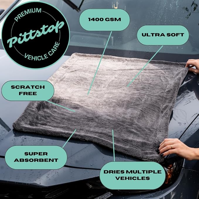 Drying Microfiber Towel Large 24x35 Inch 1400 GSM, Edgeless Scratch-Free, Twisted Loop, Super Absorbent, Professional Grade Material, Heavy-Duty, Soft Durable, Car Drying Towel,