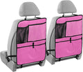 Hot Pink Car Seat Organizer for Kids Backseat Kick Mat with Adjustable Strap Backseat Protector for Vehicle SUV Cars 1 Pcs
