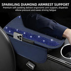 Bling Blue Car Center Console Cover, Leather Car Arm Rest Cover with 2 Storage Bags, Universal Auto Armrest Protector Storage Box, Bling Accessories Interior for Most Vehicles