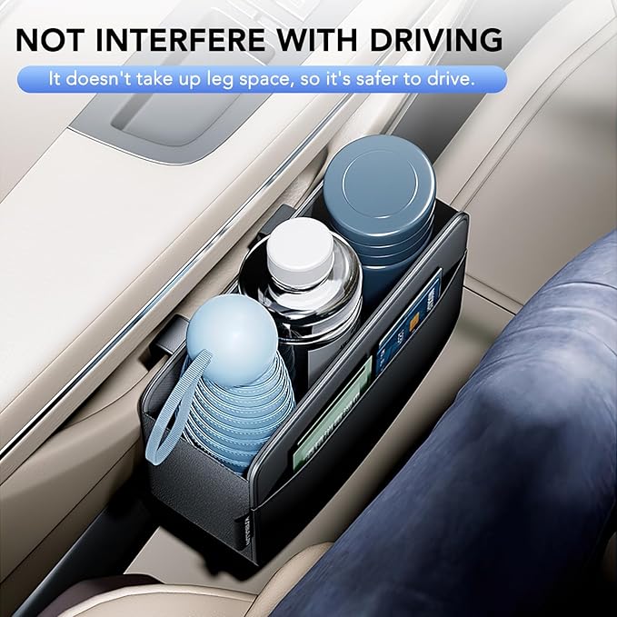 Car Door Organizer & Cup Holder, Multifunctional Car Storage Box, Trash Can, Large Capacity Storage Bag, Foldable Side Storage Pouch, Interior Accessory for Sedan SUV Truck (Sleek Minimalist)