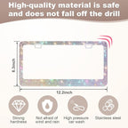 Bling License Plate Frames for Women, Sparkly Rhinestone Diamond Car Accessories with Glitter Crystal Caps (1 Pack Colorful)