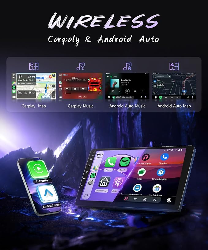 5Gzh WiFi Car Radio Stereo for Toyota Matrix 2009-2014 2+64G, 9" Touch Screen/Android 15/Wireless CarPlay/Android Auto/DSP EQ/GPS/Bluetooth/FM/RDS/SWC/HD Backup Camera