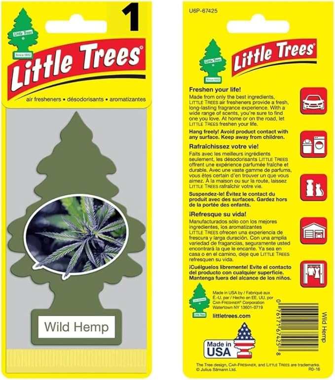 Car Air Freshener | Hanging Paper Tree for Home or Car | Wild Hemp | 1 Pack