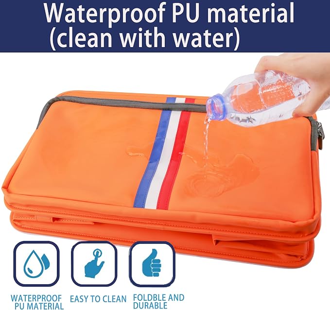 Trunk Organizer for Car, Waterproof Collapsible 3 Compartments Car Organizer, Foldable Storage for Car Accessories, Tools, Sundries for Women Men, Tote Bag (Orange, Standard)