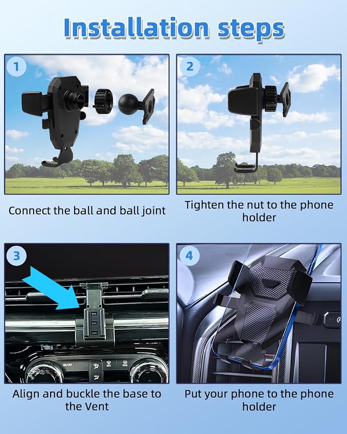 PZK Car Phone Mount for Chevy Trax 2024 2025 Accessories Custom Air Vent | Chevy Auto Lock Car Phone Holder One Button Release Hands Free 360° Rotation Cell Phone Cradles Fit for All Smartphone