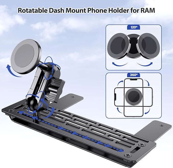 Stainless Steel Phone Mount for 2009-2014 Ford F150 Phone Holder with Magnetic Heads - All-Metal Shakeproof Dash Mount Install Super Stable - Ford f150 Phone Mount