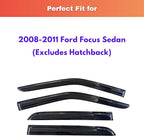 KPY Rain Guards Fit for 2008-2011 Ford Focus Sedan, Out-Channel Window Visors Vent Wind Deflectors 4PC, Car Accessories for 08-11 Focus Sedan (Excludes Hatchback)
