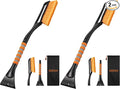 27" Snow Brush and Ice Scrapers for Car Windshield, Detachable Snow Scrapers with Ergonomic Foam Grip for Cars, Trucks, SUVs (Heavy Duty ABS, PVC Brush, Orange) (Pack of 2)