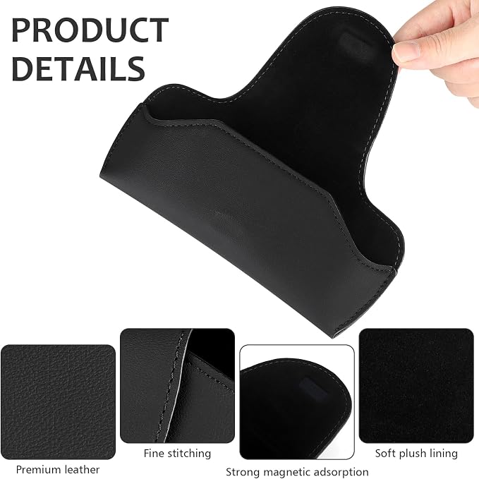 Sunglasses Holder for Car Sun Visor, Vehicle Sun Visor Sunglass Holders Glasses Case with Magnetic Closure, Universal Leather Auto Eyeglasses Organizer Car Accessories, No Obstruction of Vision