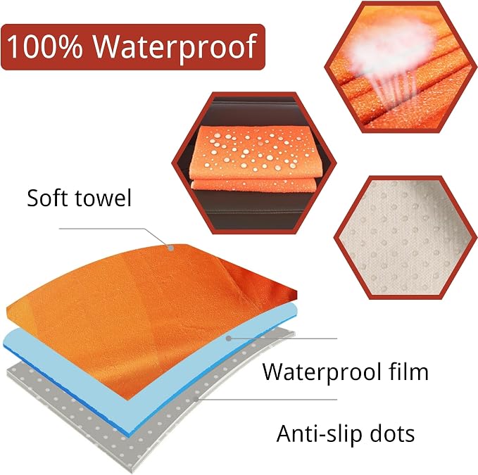 Waterproof Car Seat Cover for Front Seats, Protector for Cars SUVs Trucks, Sweat Towel Seat Covers Bucket for Gym,Workout,Beach,Hiking,Running Swimming(Orange, 1PC)