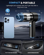 Handheld Car Vacuum Cleaner Cordless Rechargeable | 15000PA Powerful Suction, 4-in-1 Air Duster & Blower, Built-in LED Light, Multi Nozzles, Mini Portable Vacuum for Car & Home