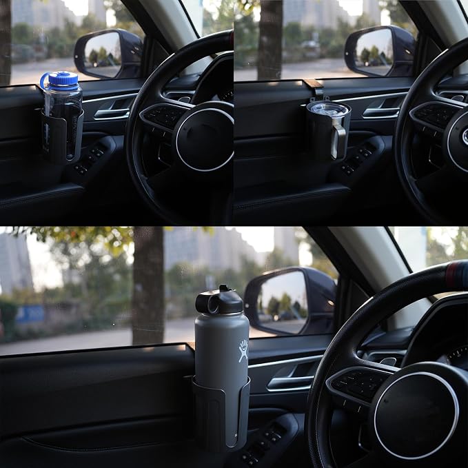 Large Car Door Cup Holder, Vehicle Armrest Cup Holder for Almost Any Size Bottle or Can