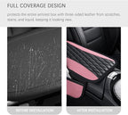 Patchwork Leather Center Console Covers for Cars,Upgraded Arm Rest Cover for Car with Side Storage Pocket for Car Seat Organizer,Middle Console Cover Stylish Car Decoration (Pink)