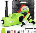 Electric Car Jack Kit 5Ton 12V Car Jack Hydraulic (Lifting Range: 6.1-20.86 inch) with Impact Wrench & Inflator for SUV MPV Sedan Truck with LCD Tire Pressure Display