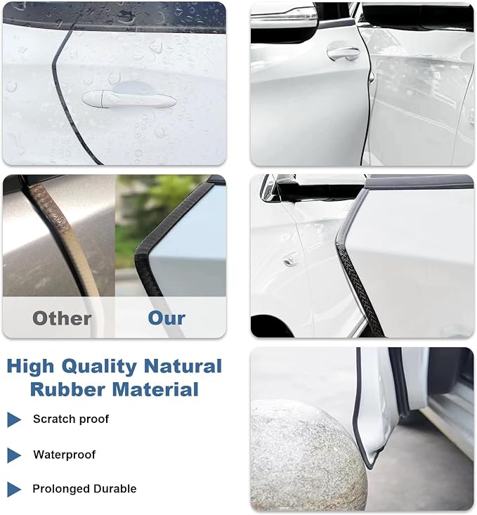 16.4 Ft Car Door Edge Guards, Rubber Edge Trim, Cars Door Edge Guard Protector Easy to Cut, Universal Fit for Most Vehicles, Paint Protection for Trucks, SUVs, and Sedans, No Glue Required