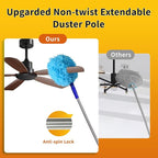 Ceiling Fan Cleaner Dusters for Cleaning 6-in-1 Kit, Cobweb Duster with Extension Pole, 100 Inches High Ceiling Fan Blade Cleaners with 5 Reuseable Dusting Heads for Windows and Blinds- Blue