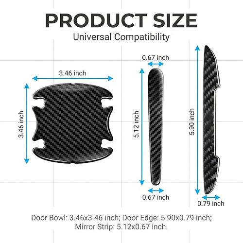 14 PCS Car Door Edge Guards, Carbon Fiber Door Handle Scratch Protector, Anti-collision Decorative Sticker, Universal for Most Cars, Trucks, SUVs (Black)