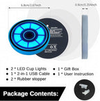 2PCS LED Car Cup Holder Lights, Light up Car Coasters for Cup Holders 7 Color-Changing Light Up Cup Holder Insert Coasters, Waterproof Car Accessories for Teens, Car Gifts for Men & Women