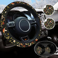 Vintage Mushroom Steering Wheel Cover Universal 14.5-15 Inch, Non-Slip Retro Mushroom Car Accessories for Women Men