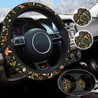 Vintage Mushroom Steering Wheel Cover Universal 14.5-15 Inch, Non-Slip Retro Mushroom Car Accessories for Women Men